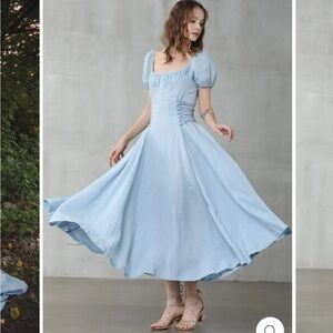Linennaive Light Blue Midi Dress